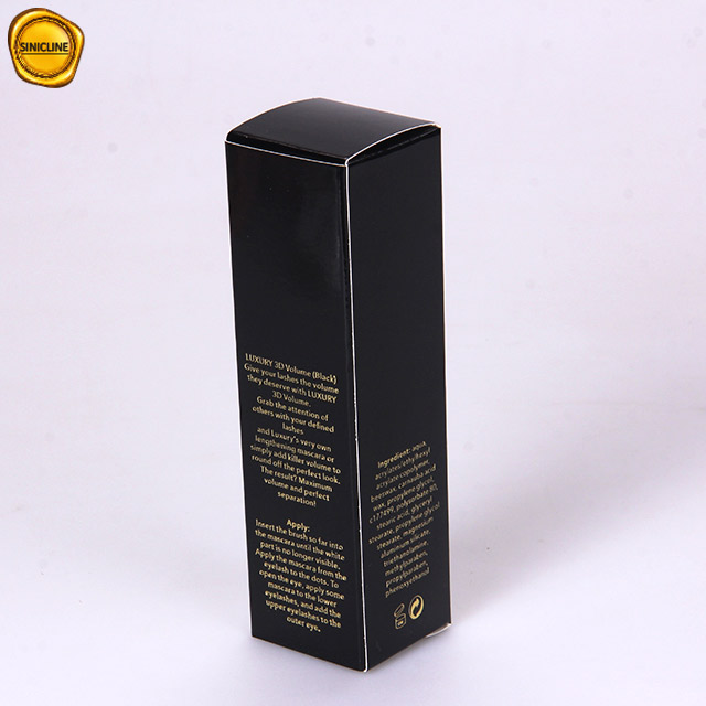Custom Gold Logo Glossy Black Paper Beauty Mascara Verpackungsbox