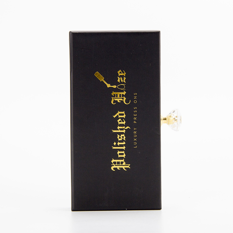 Benutzerdefinierte Matte Black Gold Logo Cosmetic Press On Nails Verpackungsbox 
